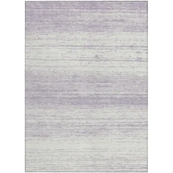 Lavender And Ivory Striped Washable Indoor Outdoor Area Rug Photo 7