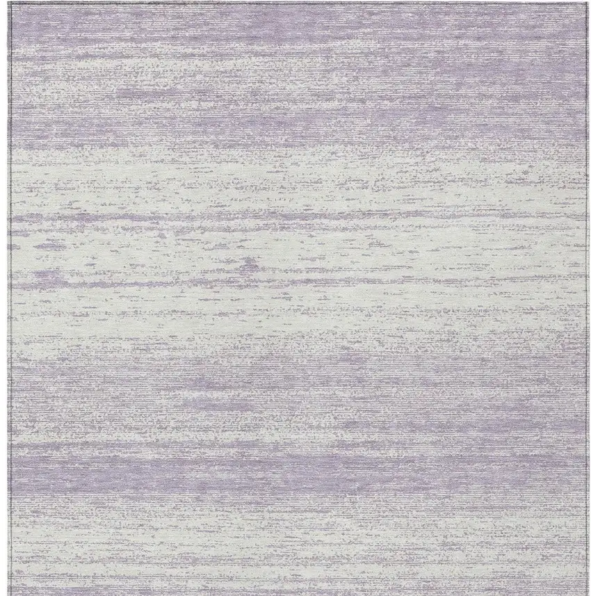 Lavender And Ivory Striped Washable Indoor Outdoor Area Rug Photo 6