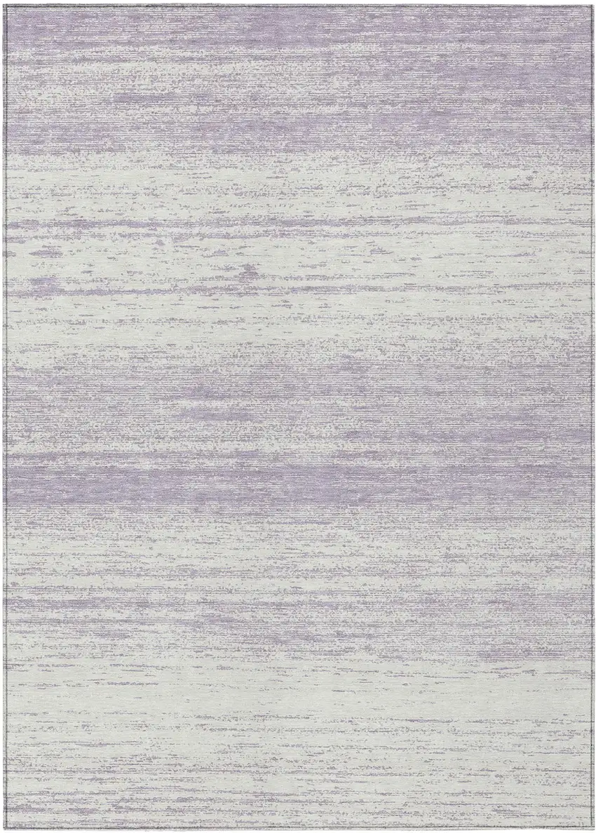 Lavender And Ivory Striped Washable Indoor Outdoor Area Rug Photo 2