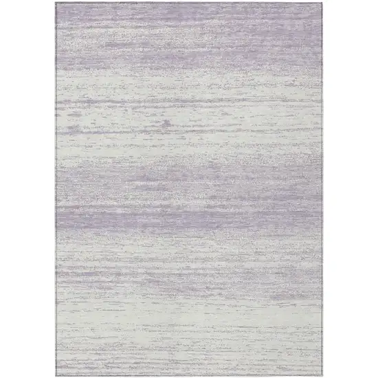 Lavender And Ivory Striped Washable Indoor Outdoor Area Rug Photo 2