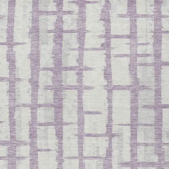 Lavender And Ivory Striped Washable Indoor Outdoor Area Rug Photo 6