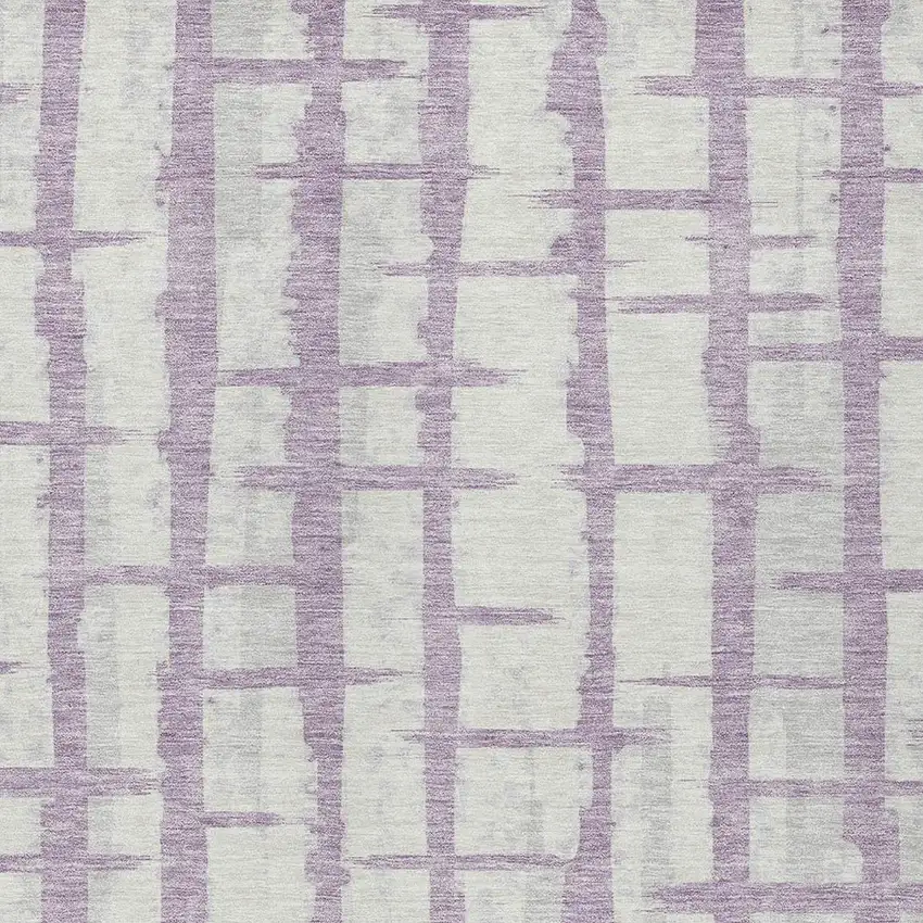 Lavender And Ivory Striped Washable Indoor Outdoor Area Rug Photo 6