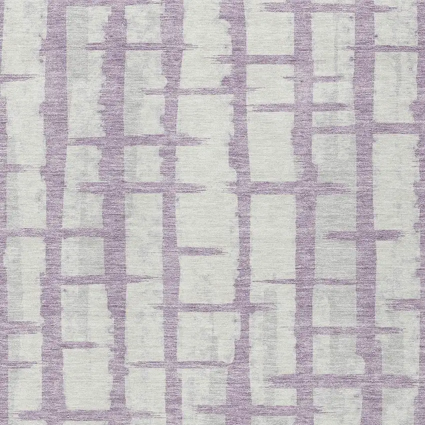 Lavender And Ivory Striped Washable Indoor Outdoor Area Rug Photo 6