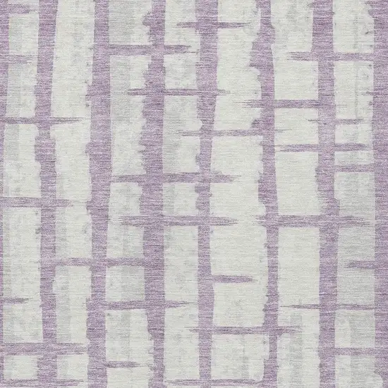 Lavender And Ivory Striped Washable Indoor Outdoor Area Rug Photo 6