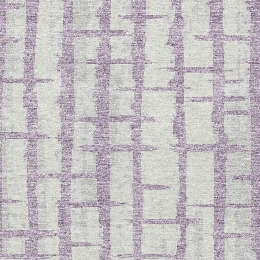 Lavender And Ivory Striped Washable Indoor Outdoor Area Rug Photo 6