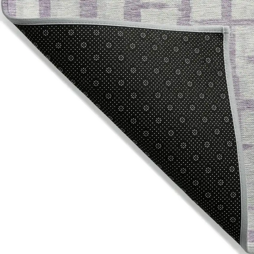 Lavender And Ivory Striped Washable Indoor Outdoor Area Rug Photo 4