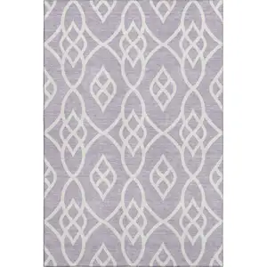 Photo of Lavender And Ivory Trellis Washable Area Rug With UV Protection