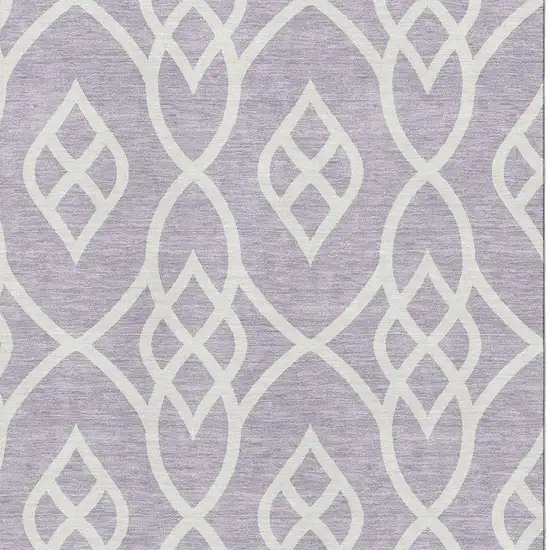 Lavender And Ivory Trellis Washable Area Rug With UV Protection Photo 3