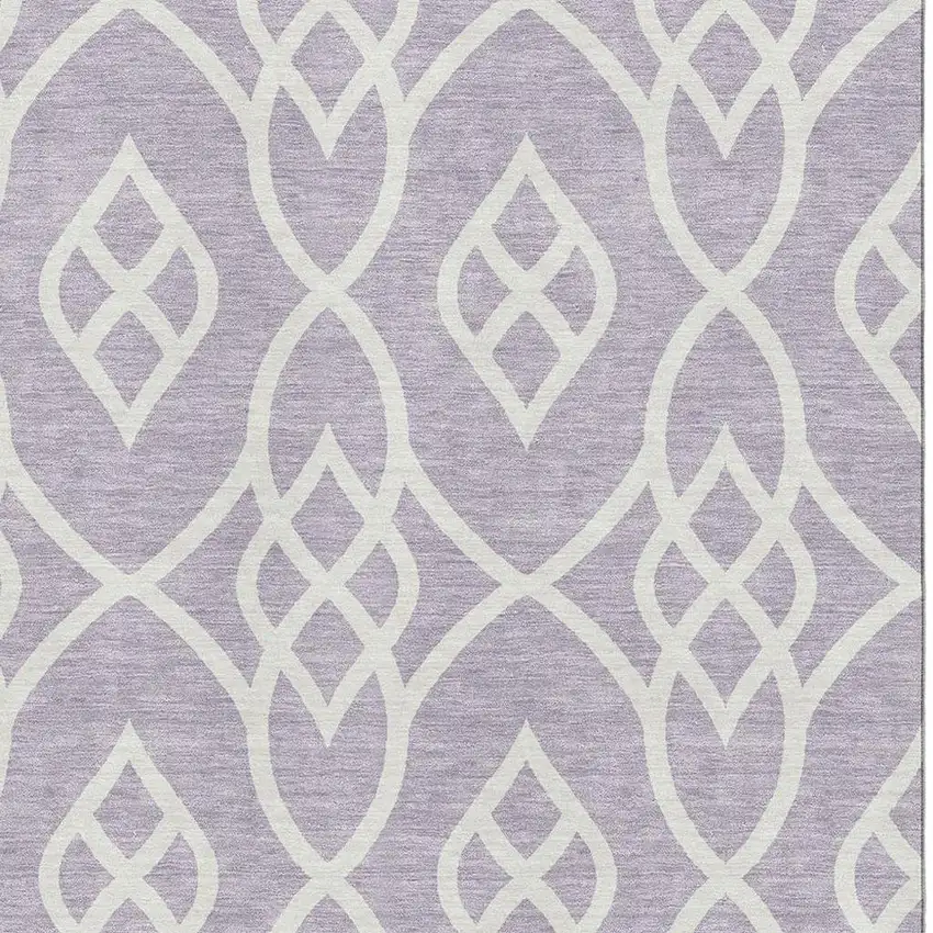 Lavender And Ivory Trellis Washable Area Rug With UV Protection Photo 3