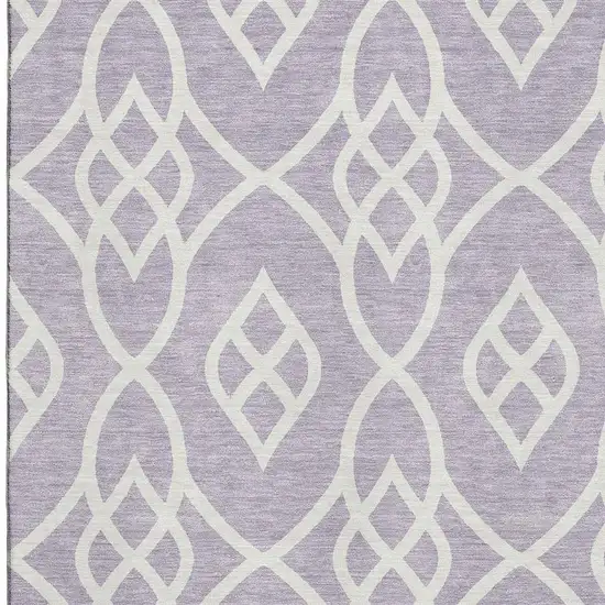 Lavender And Ivory Trellis Washable Area Rug With UV Protection Photo 3