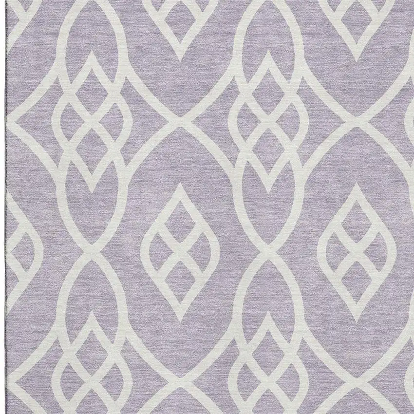 Lavender And Ivory Trellis Washable Area Rug With UV Protection Photo 3