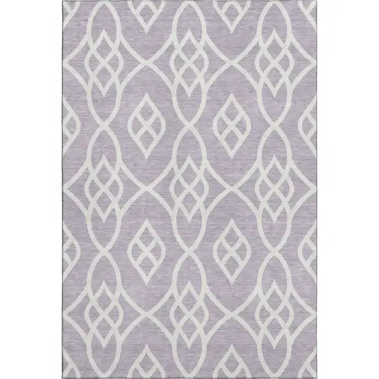 Lavender And Ivory Trellis Washable Area Rug With UV Protection Photo 1