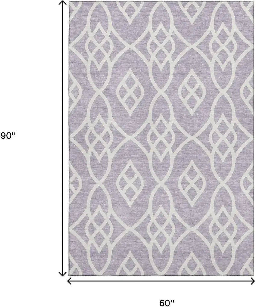Lavender And Ivory Trellis Washable Area Rug With UV Protection Photo 8