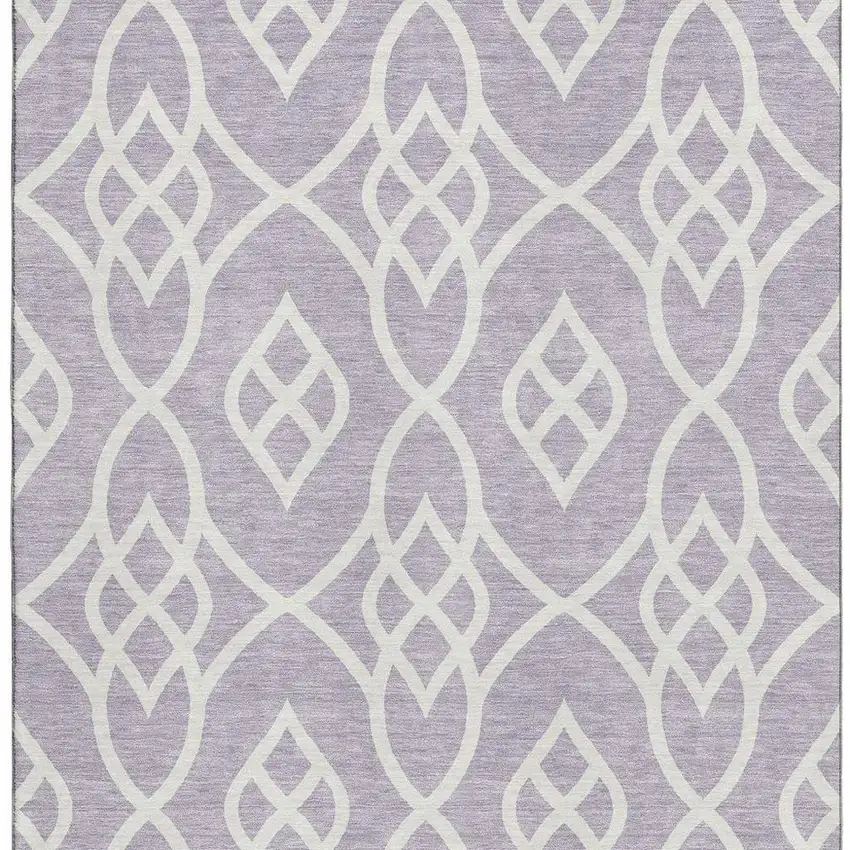 Lavender And Ivory Trellis Washable Area Rug With UV Protection Photo 4