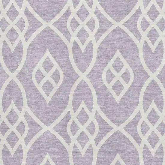 Lavender And Ivory Trellis Washable Area Rug With UV Protection Photo 3