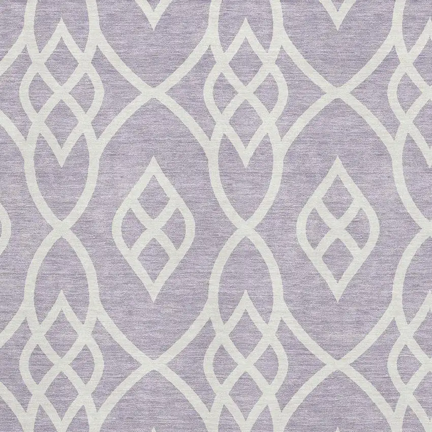 Lavender And Ivory Trellis Washable Area Rug With UV Protection Photo 3