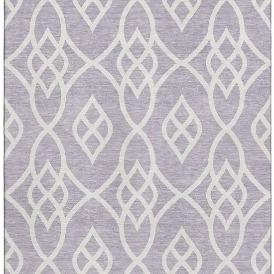 Lavender And Ivory Trellis Washable Area Rug With UV Protection Photo 4