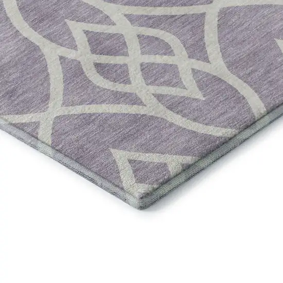 Lavender And Ivory Trellis Washable Area Rug With UV Protection Photo 8