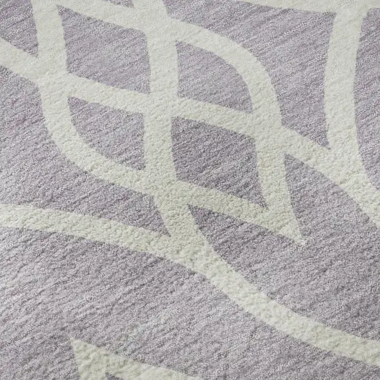 Lavender And Ivory Trellis Washable Area Rug With UV Protection Photo 8