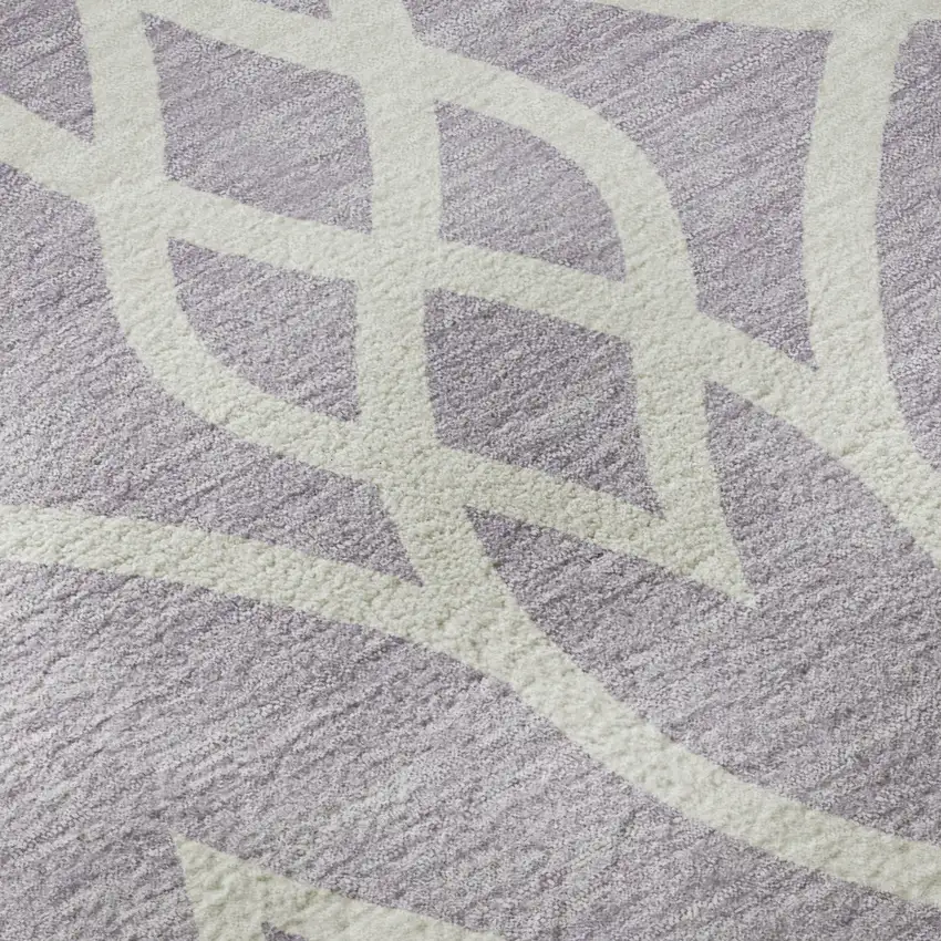 Lavender And Ivory Trellis Washable Area Rug With UV Protection Photo 8