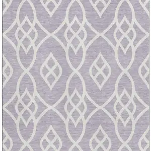 Photo of Lavender And Ivory Trellis Washable Area Rug With UV Protection