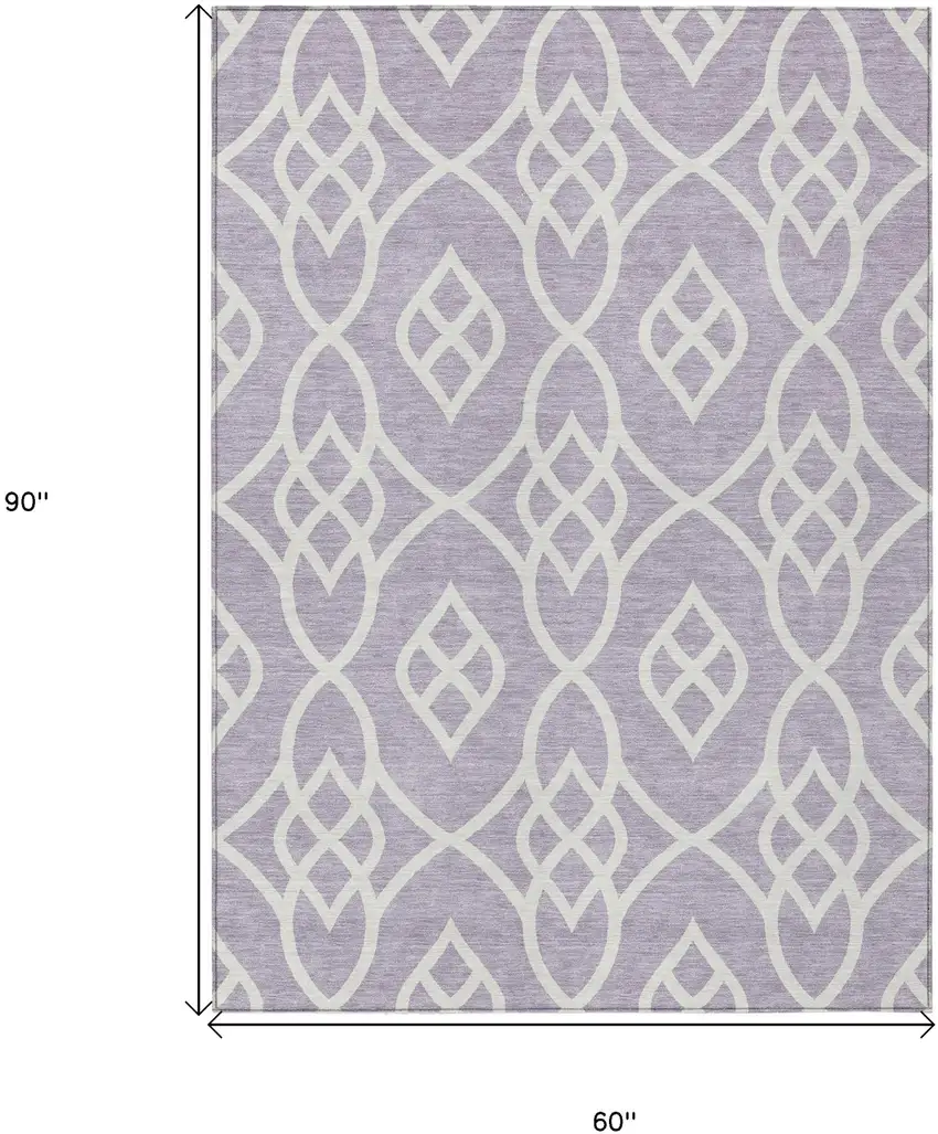 Lavender And Ivory Trellis Washable Indoor Outdoor Area Rug Photo 3