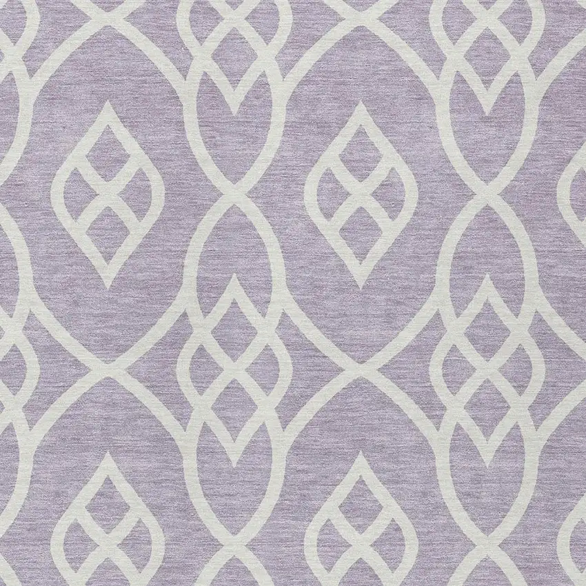Lavender And Ivory Trellis Washable Indoor Outdoor Area Rug Photo 6