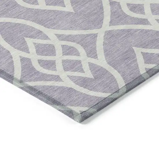 Lavender And Ivory Trellis Washable Indoor Outdoor Area Rug Photo 5