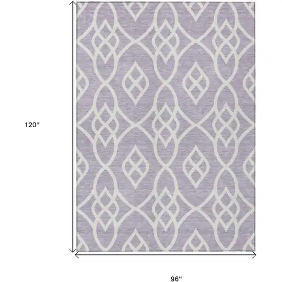 Lavender And Ivory Trellis Washable Indoor Outdoor Area Rug Photo 3