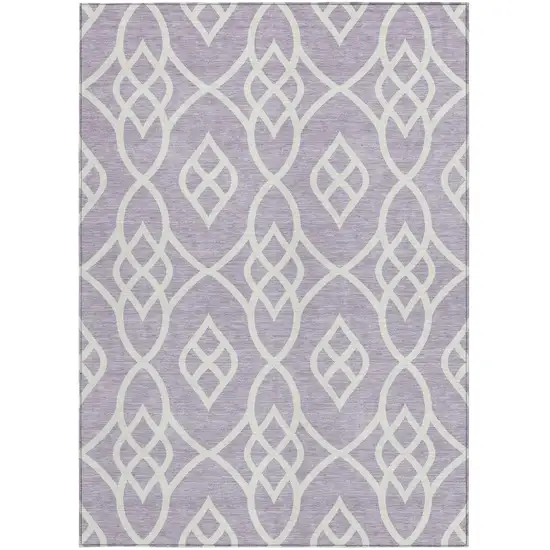 Lavender And Ivory Trellis Washable Indoor Outdoor Area Rug Photo 7