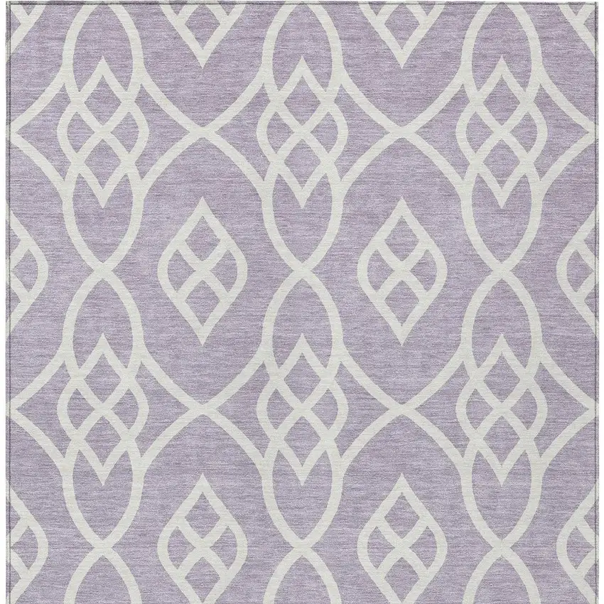 Lavender And Ivory Trellis Washable Indoor Outdoor Area Rug Photo 6