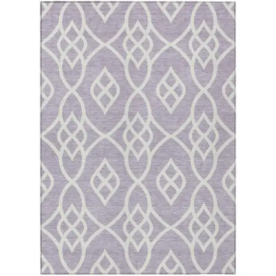 Lavender And Ivory Trellis Washable Indoor Outdoor Area Rug Photo 2