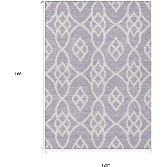 Lavender And Ivory Trellis Washable Indoor Outdoor Area Rug Photo 3
