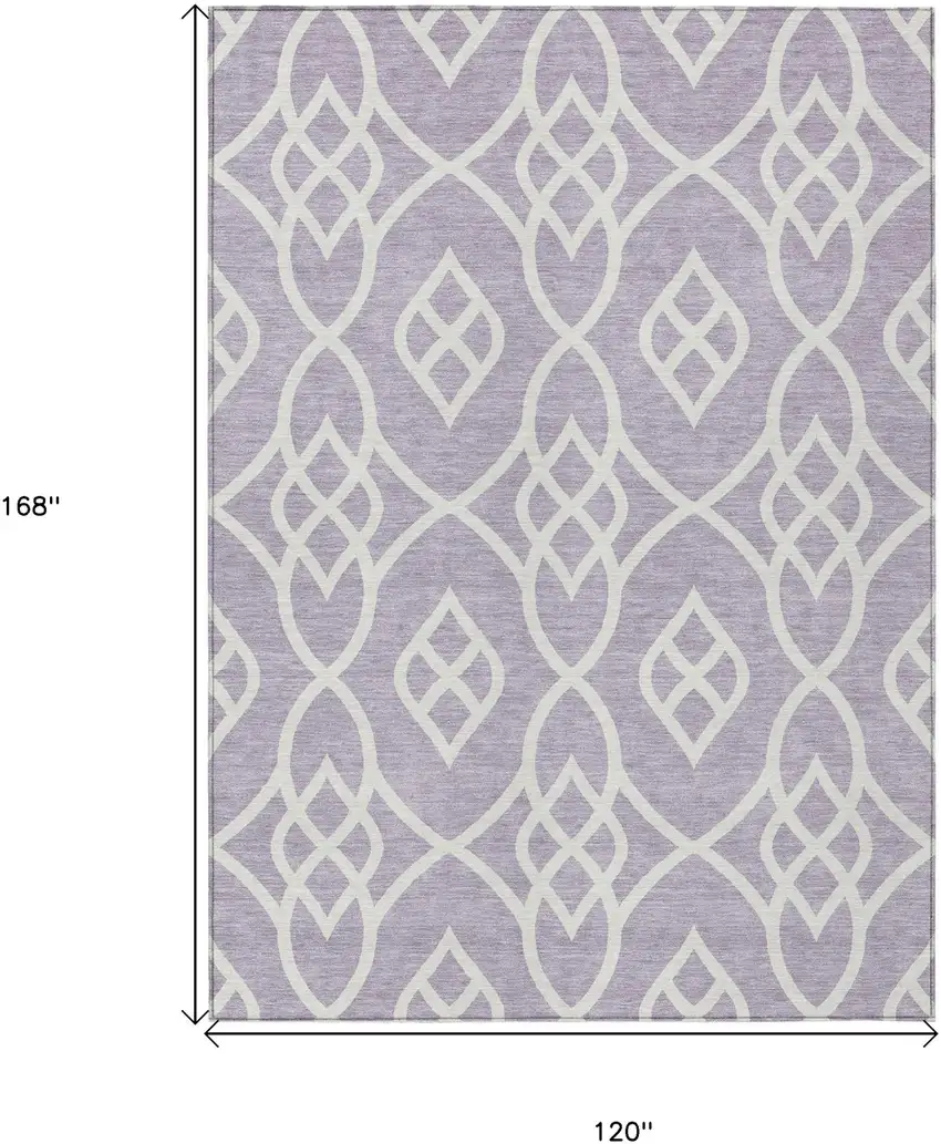 Lavender And Ivory Trellis Washable Indoor Outdoor Area Rug Photo 3
