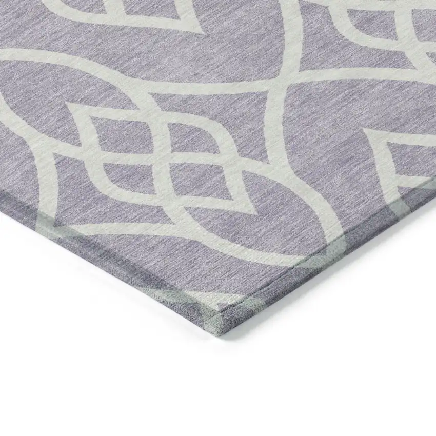 Lavender And Ivory Trellis Washable Indoor Outdoor Area Rug Photo 5