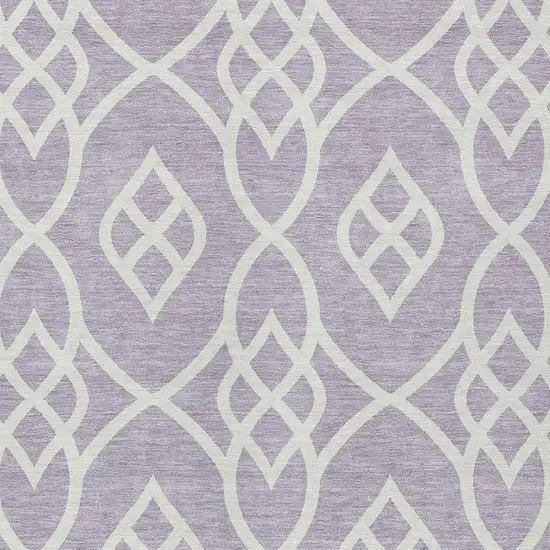 Lavender And Ivory Trellis Washable Indoor Outdoor Area Rug Photo 6