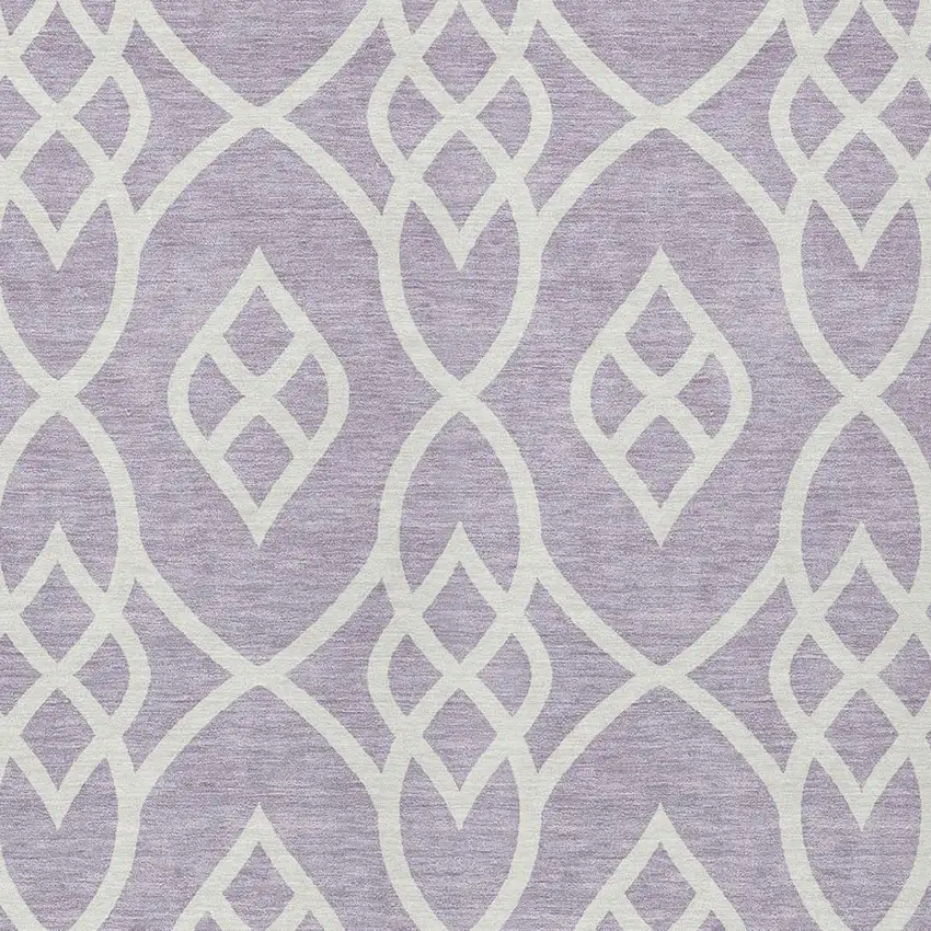 Lavender And Ivory Trellis Washable Indoor Outdoor Area Rug Photo 6
