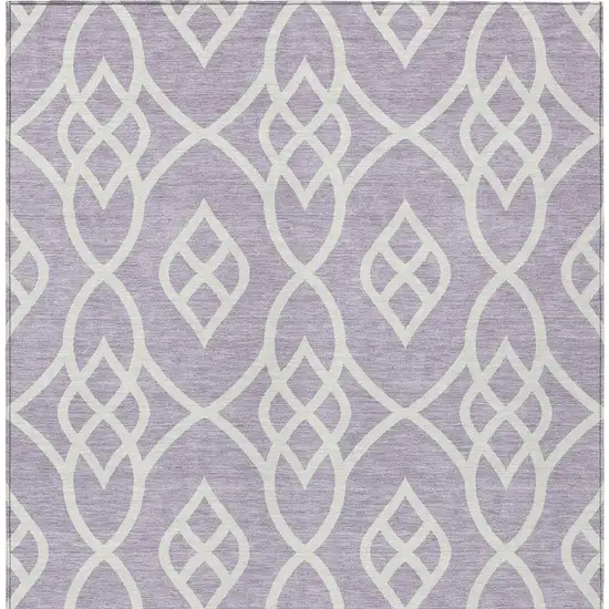 Lavender And Ivory Trellis Washable Indoor Outdoor Area Rug Photo 7