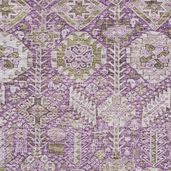 Lavender And Ivory Tribal Washable Area Rug With UV Protection Photo 3
