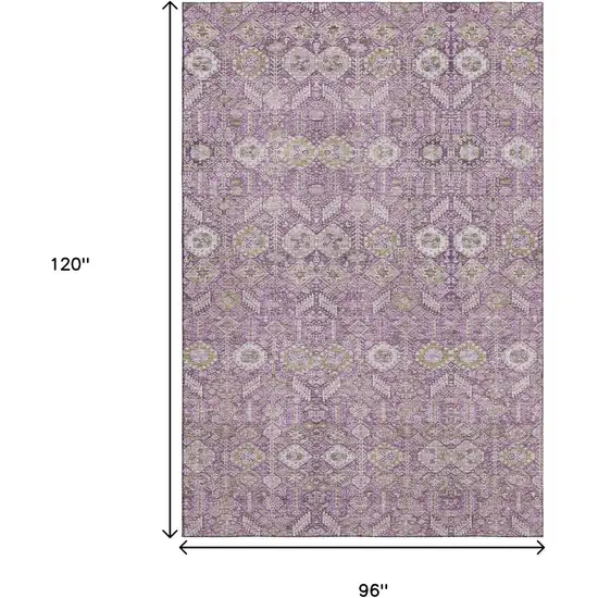 Lavender And Ivory Tribal Washable Area Rug With UV Protection Photo 3