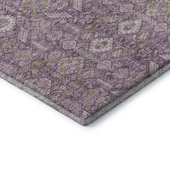 Lavender And Ivory Tribal Washable Area Rug With UV Protection Photo 8