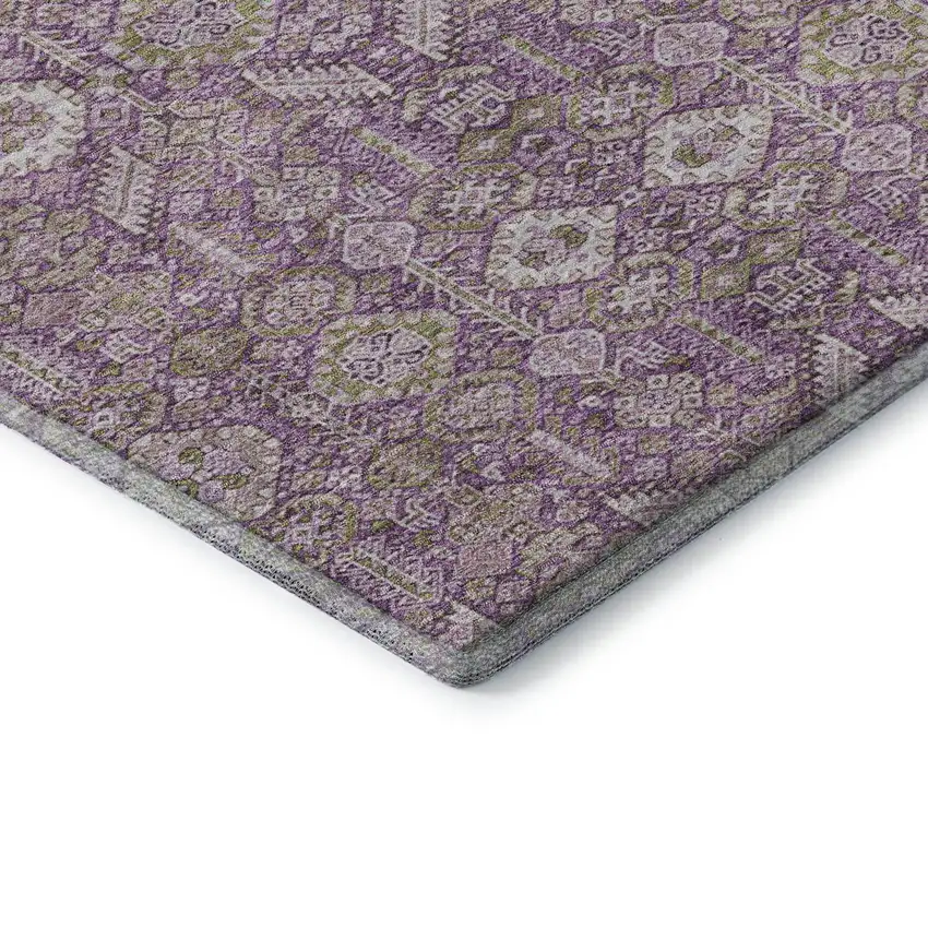 Lavender And Ivory Tribal Washable Area Rug With UV Protection Photo 8