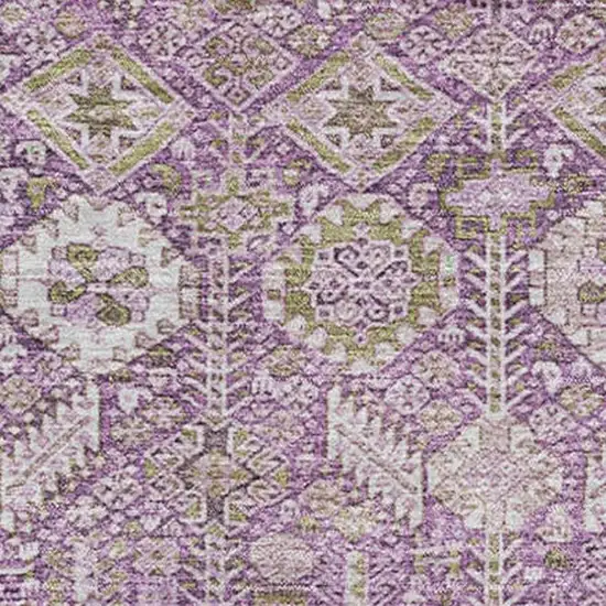 Lavender And Ivory Tribal Washable Area Rug With UV Protection Photo 3