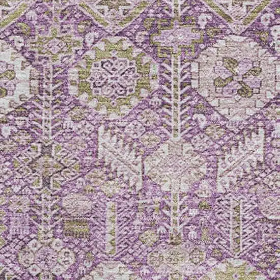 Lavender And Ivory Tribal Washable Area Rug With UV Protection Photo 3