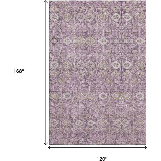 Lavender And Ivory Tribal Washable Area Rug With UV Protection Photo 3