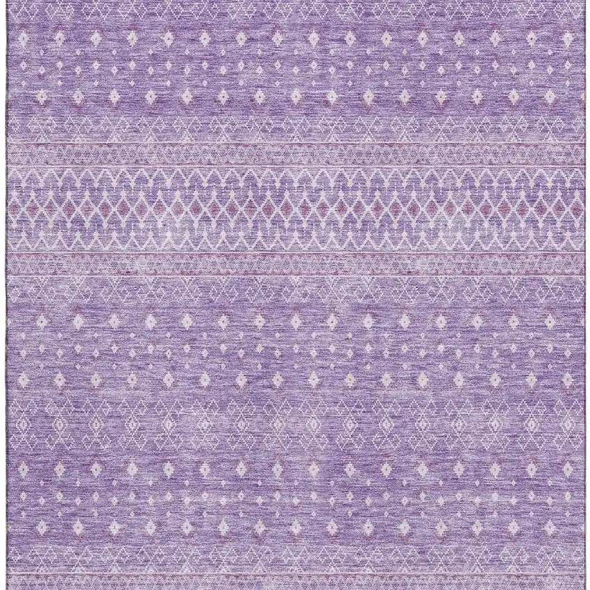 Lavender And Ivory Tribal Washable Area Rug With UV Protection Photo 3
