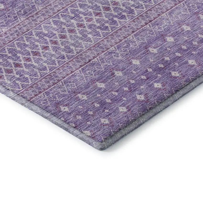 Lavender And Ivory Tribal Washable Area Rug With UV Protection Photo 8