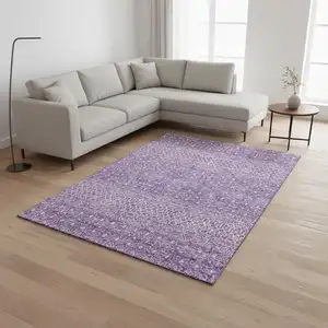 Photo of Lavender And Ivory Tribal Washable Area Rug With UV Protection