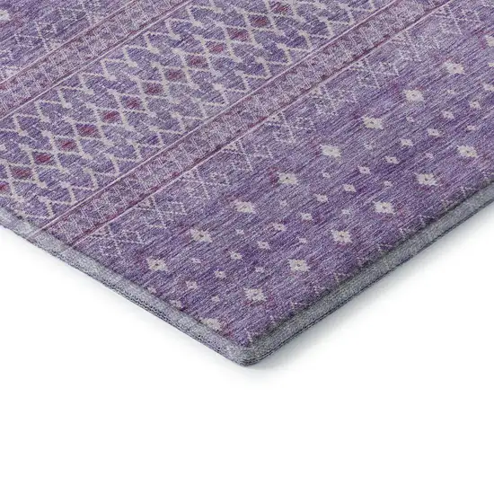 Lavender And Ivory Tribal Washable Area Rug With UV Protection Photo 7