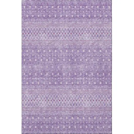 Lavender And Ivory Tribal Washable Area Rug With UV Protection Photo 4